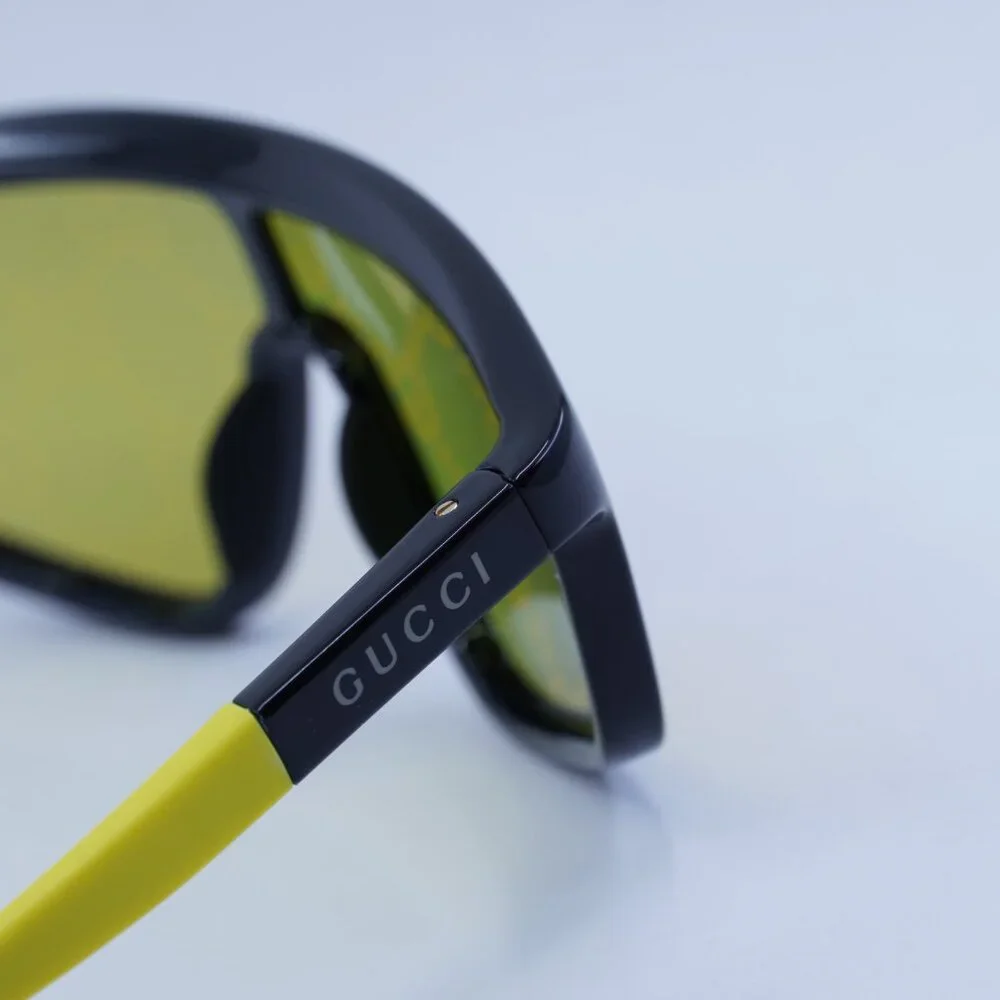 🕶️ New Gucci GG1736S 004 Sunglasses - Black Frame,Yellow with GG Pattern Lenses